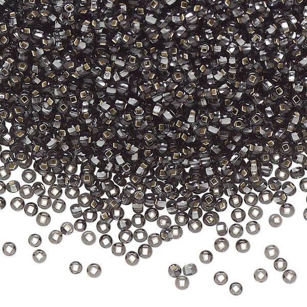 Seed bead, Preciosa Ornela Czech glass, pkg/50g, #11 rocaille, transparent silver-lined grey, (47010). image number 0