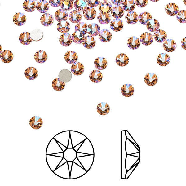 Flat back 1440pk light rose shimmer foil back, Swarovski® 3-3.2mm rose round SS12 2088 image number 0
