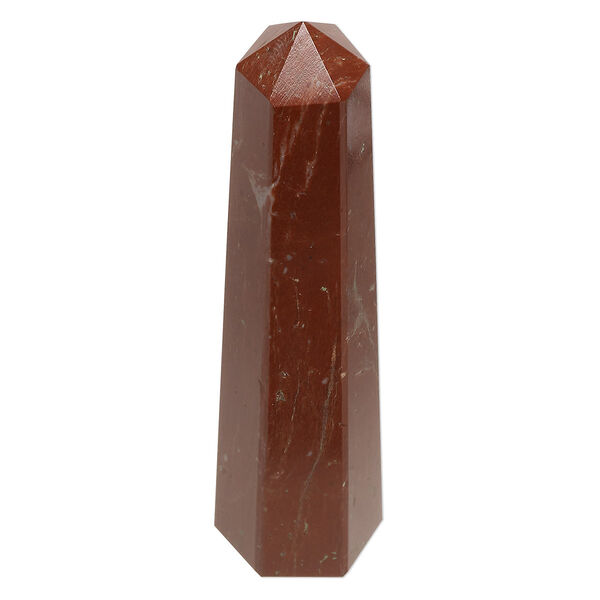 Red jasper 1pkg1, hand-cut undrilled 6-sided point tower gift natural C grade, 3.5x0.75 to 4x1 inch image number 0