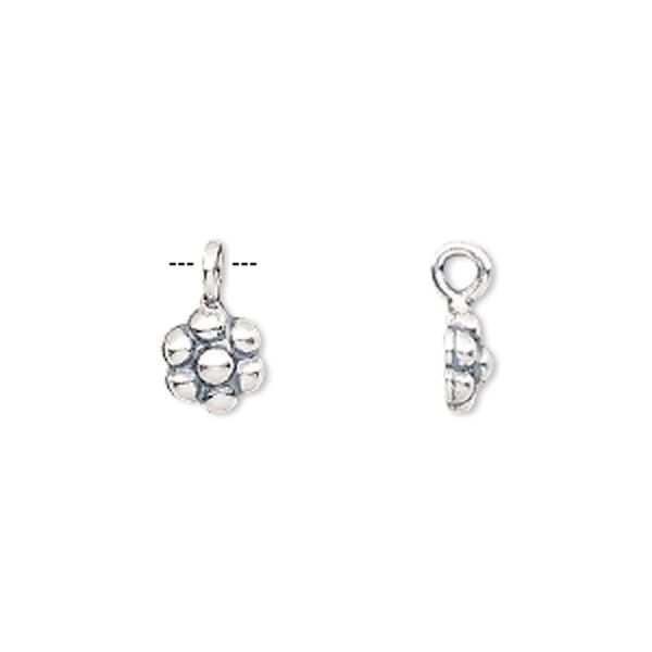 Charm, antiqued sterling silver, 6x6mm flower. Sold individually. image number 0