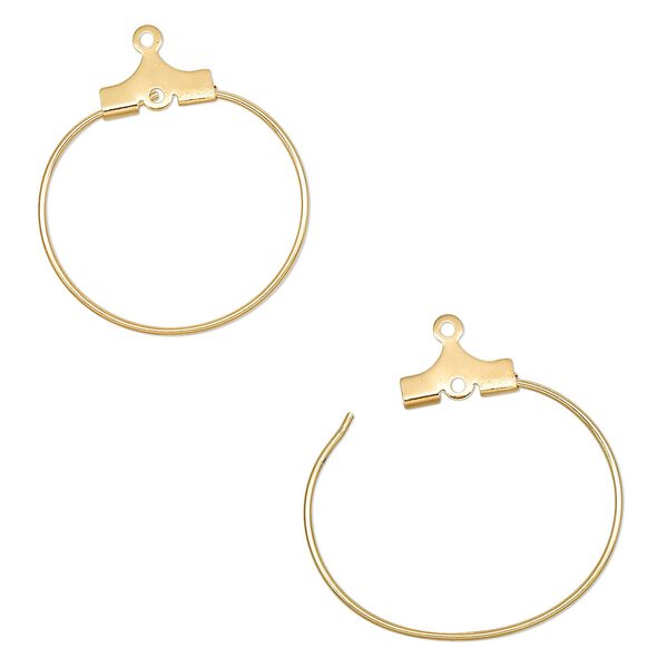 Beading hoop, gold-plated brass, 20mm round with loop. Sold per pkg of 10. image number 0