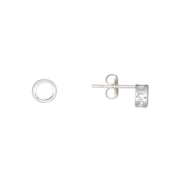 Earstud 1pkg2 sterling silver, 5.5mm round / 4mm round 4-prong setting 1 pair image number 0