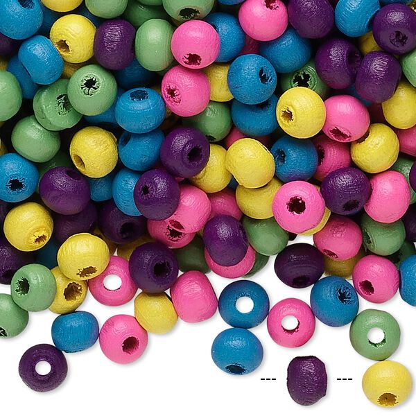 Bead mix, painted wood, mixed colors, 5x4mm rondelle. Sold per 400-gram pkg, approximately 12,000 beads. image number 0