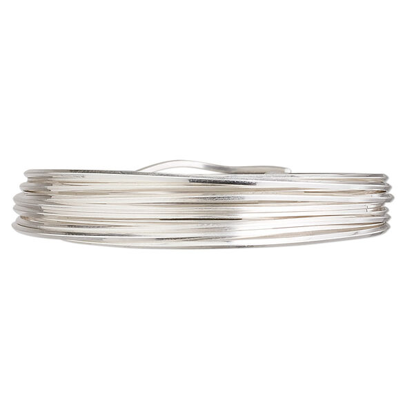 Wire, sterling silver, full-hard, square, 20 gauge. Sold per pkg of 5 feet. image number 0