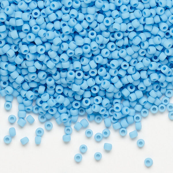 Seed bead, Dyna-Mites™, glass, pkg/1/2kg, #11 round, opaque matte light blue, (741MA 11/0 RR). image number 0