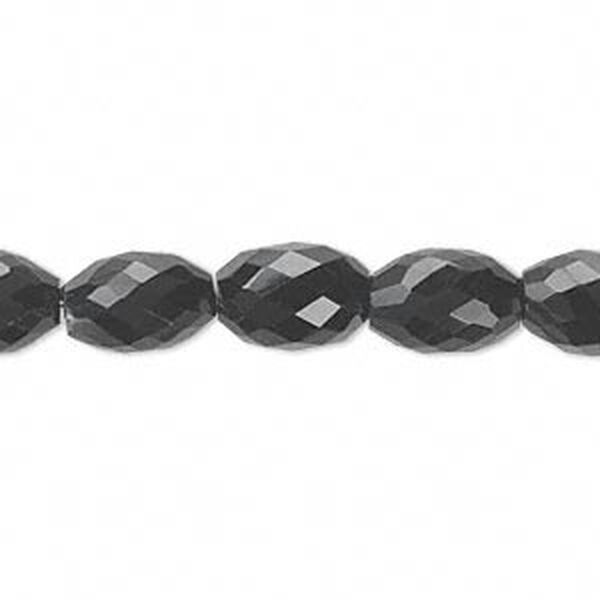 Black onyx 1pkg10, hand-cut faceted oval bead 11x8mm image number 0