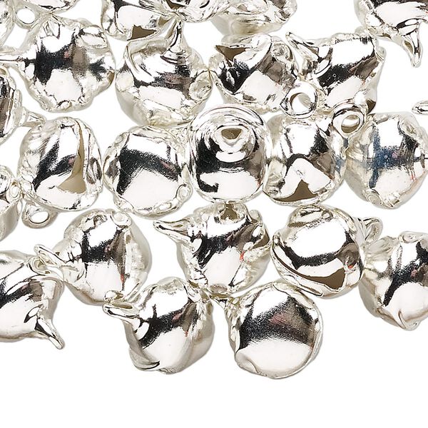 Bell, silver-plated steel, 10mm round. Sold per pkg of 100. image number 0