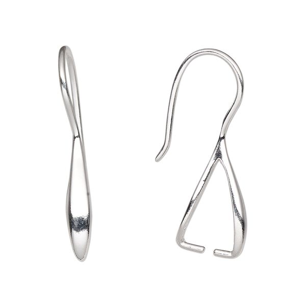 Ear wire fishhook 1pkg2 sterling silver, 19mm / ice-pick bail / 10mm grip length, 20 gauge 1 pair image number 0