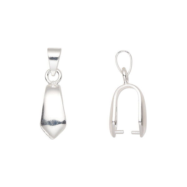 Bail, ice pick, silver-plated brass, 22x6mm with 10mm grip length and soldered bail. Sold per pkg of 4. image number 0