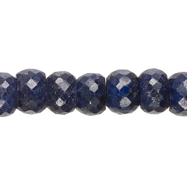 Blue sapphire 1pkg1, hand-cut faceted rondelle bead 14 inch 10x7mm-11x8mm image number 0