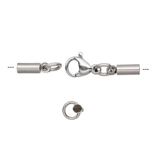 Clasp, lobster claw, stainless steel, 28x5.5mm with 8.5x5.5mm and 5x2mm cord ends, 1.5mm inside diameter. Sold individually. image number 0