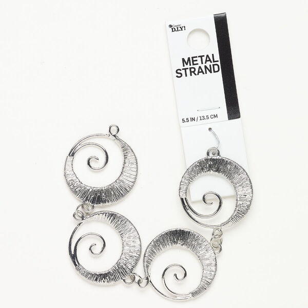 Link steel 4pk 31mm double-sided textured round swirl, antique silver finish image number 0