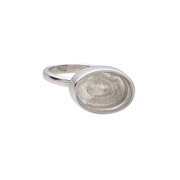 Ring, Almost Instant Jewelry®, sterling silver, 11.5mm wide with 14x10mm oval glue-in setting, size 7. Sold individually. image number 0