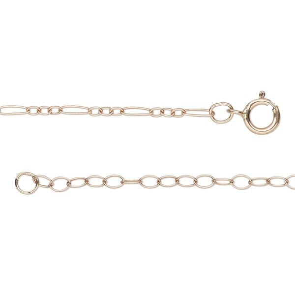 Chain, 14Kt rose gold-filled, 1.7mm fine figaro, 18 inches with 2-inch extender chain and springring clasp. Sold individually. image number 0