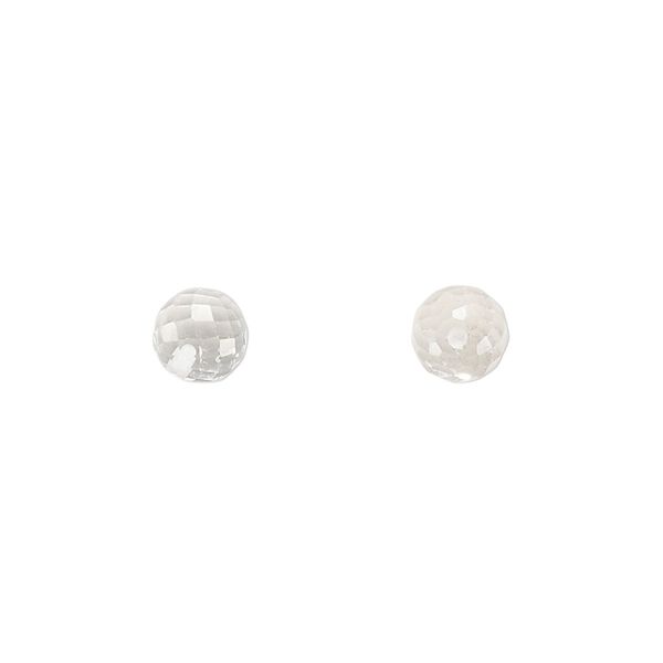 Quartz crystal 1pkg2, hand-cut half-drilled faceted round bead natural 6mm image number 0