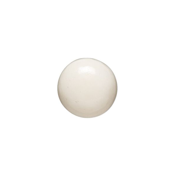 Cabochon, bone (bleached), ivory, 15mm hand-cut calibrated round, Mohs hardness 2-1/2. Sold individually. image number 0