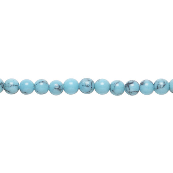 Bead, "turquoise" (resin) (imitation), blue, 2-4mm round. Sold per 15-1/2 to 16-inch strand, approximately 100 beads. image number 0