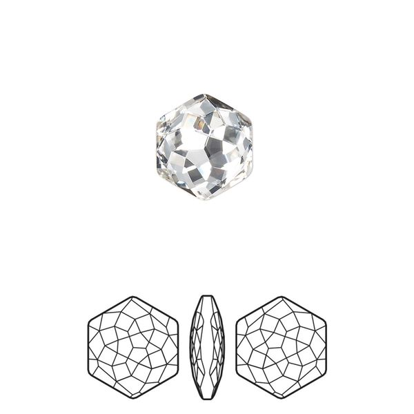 Fancy stone 2pk crystal foil back, Crystal Passions® 11.2x10mm thin hexagon 4683 image number 0