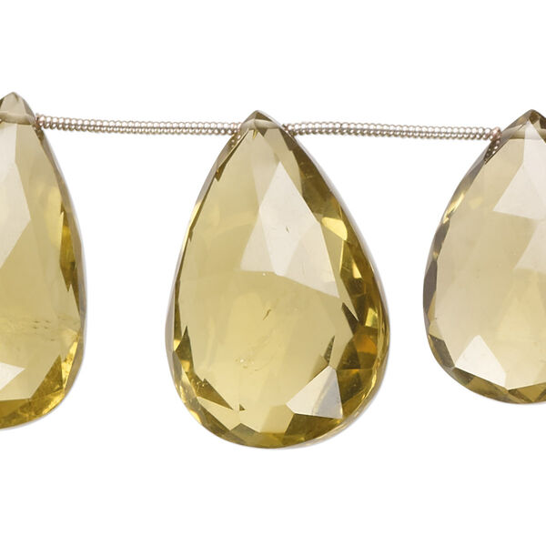 Golden quartz 1pkg11, hand-cut top-drilled faceted puffed teardrop bead 22x16mm-27x18mm image number 0