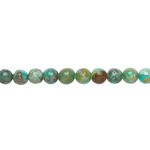 Bead, turquoise (dyed / stabilized), 4mm round, C grade, Mohs hardness 5 to 6. Sold per 15-1/2" to 16" strand. image number 0