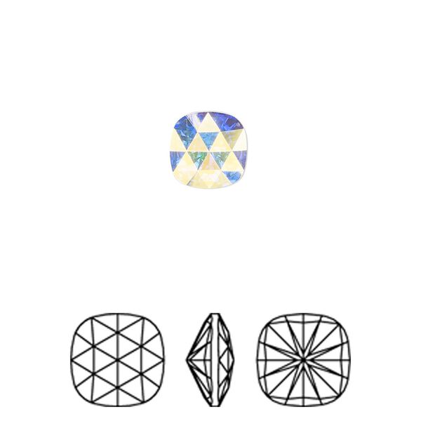 Fancy stone 2pk crystal AB foil back, Crystal Passions® 8mm rose cut cushion 4471 image number 0
