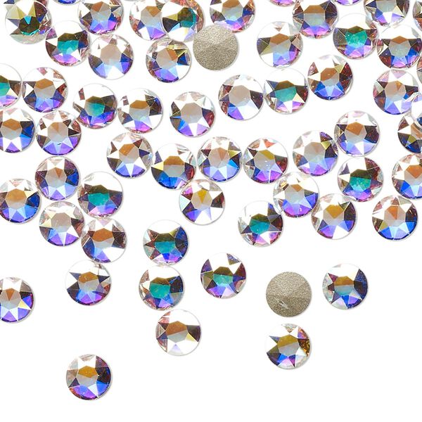 Round stone 48pk crystal AB foil back, Crystal Passions® 4.6-4.8mm light round SS20 1098 image number 0
