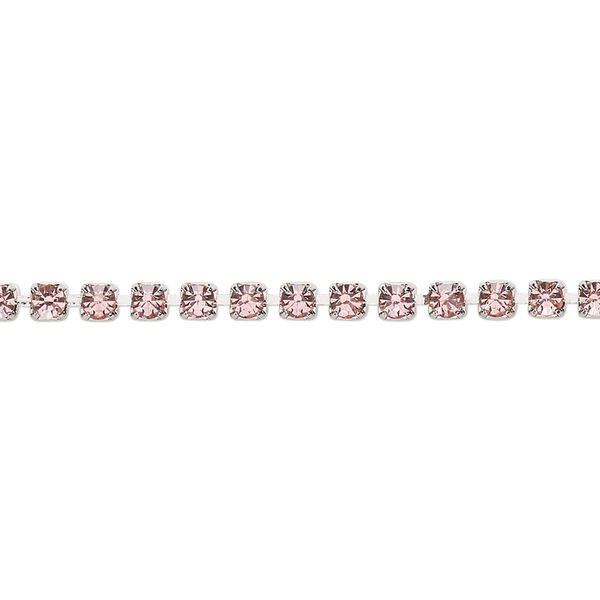 Cupchain, Vintage Crystal™, imitation rhodium-plated brass, light rose, 2.5mm round. Sold per 1-meter section. image number 0
