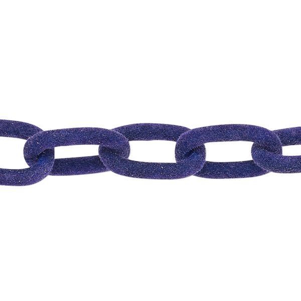 Chain, aluminum, flocked purple, 12mm cable. Sold per pkg of 24 inches. image number 0
