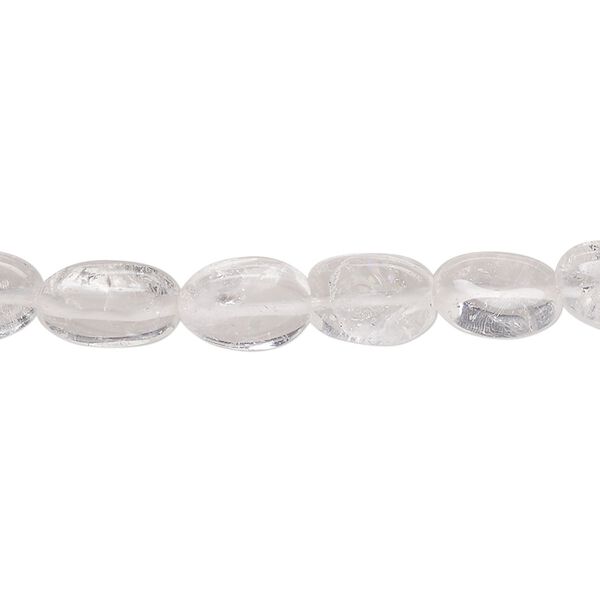 Quartz crystal 1pkg1, hand-cut puffed oval bead natural 13 inch 9x7mm-14x10mm image number 0