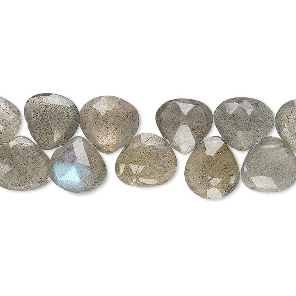 Labradorite 1pkg1, hand-cut top-drilled faceted puffed teardrop bead natural 4 inch 8x8mm-10x9mm image number 0