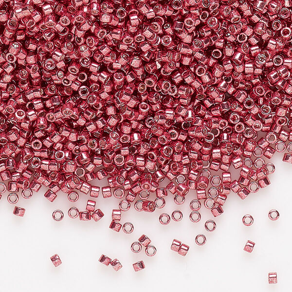Seed bead, Delica®, glass, pkg/50g, #11 round, opaque galvanized light cranberry (DB-0428). image number 0