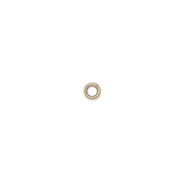 Jump ring, antique gold-plated brass, 4mm soldered round, 2.4mm inside diameter, 20 gauge. Sold per pkg of 100. image number 0