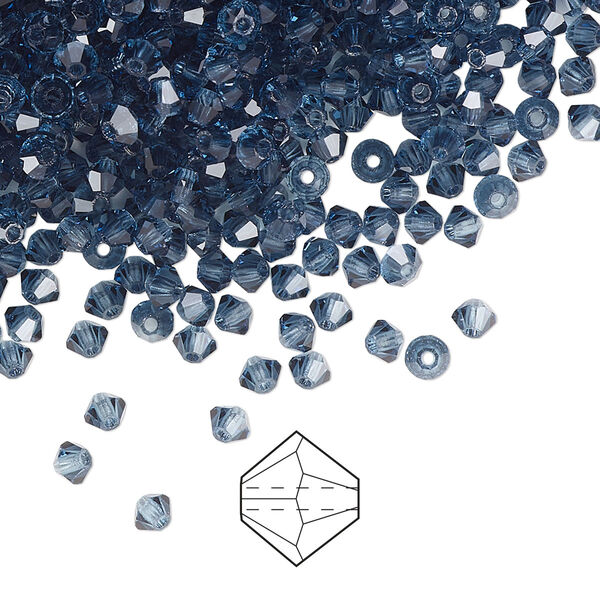 Bead 48pk Montana, Preciosa Czech crystal 3mm bicone image number 0