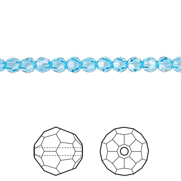 Bead 12pk aquamarine, Crystal Passions® 4mm round 5000 image number 0