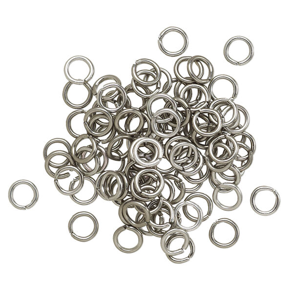 Jump ring, anodized aluminum, metallic grey, 4.5mm round, 2.9mm inside diameter, 20 gauge. Sold per pkg of 100. image number 0