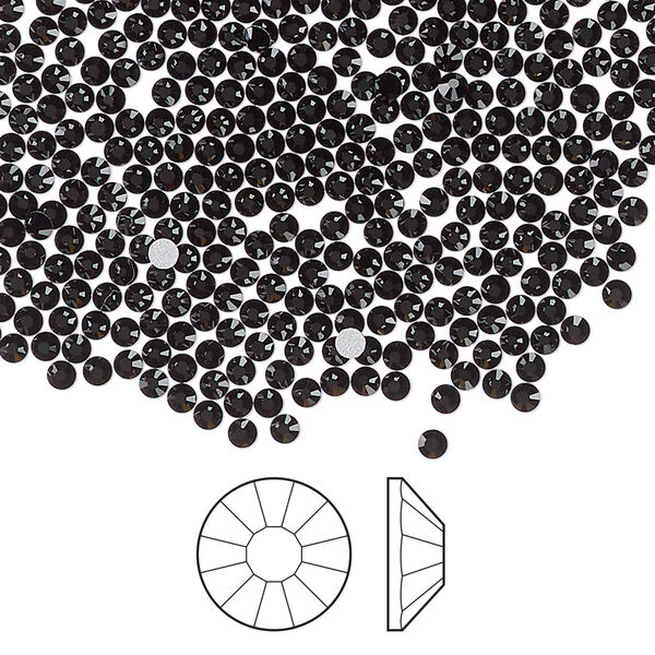 Flat back 1440pk jet foil back, Preciosa Viva 12® Czech crystal rhinestone 1.9-2.1mm chaton rose round SS6 image number 0