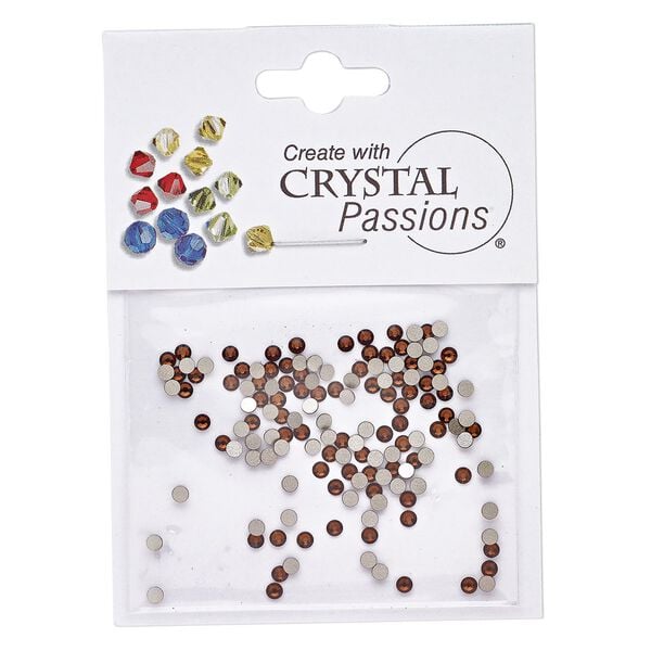 Flat back 144pk smoked topaz foil back, Crystal Passions® 2.1-2.3mm rose round SS7 2058 image number 0