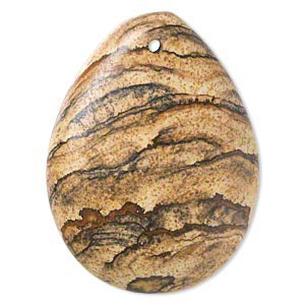 Picture jasper 1pkg1, hand-cut flat back teardrop focal natural B grade, 50x37mm image number 0