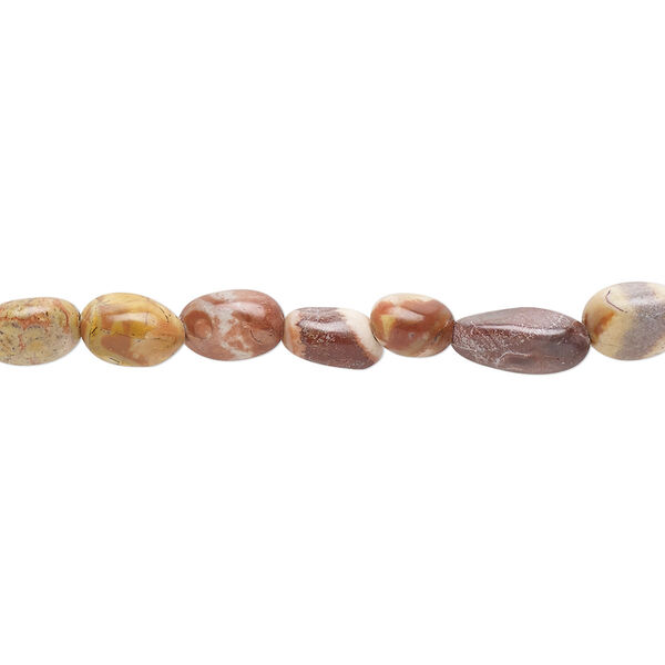 Birdseye rhyolite 1pkg1, pebble bead natural 8 inch small image number 0