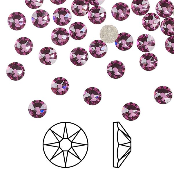 Flat back 144pk dark rose foil back, Crystal Passions® 4.6-4.8mm rose round SS20 2088 image number 0