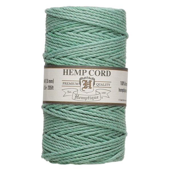 Cord, Hemptique®, polished hemp, light green, 1.8mm, 48-pound test. Sold per 205-foot spool. image number 0