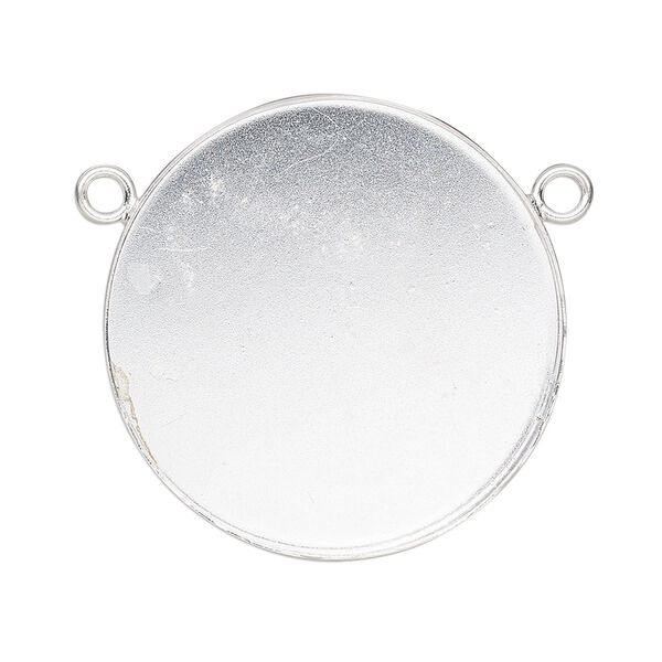Connector, Almost Instant Jewelry®, fine silver, 31mm closed-back round with 30mm round bezel setting. Sold individually. image number 0