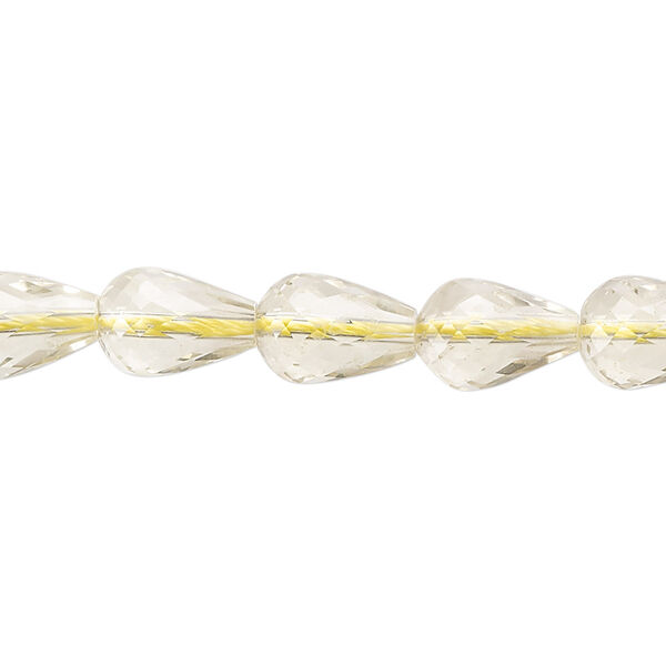 Lemon quartz 1pkg1, hand-cut micro-faceted teardrop bead 15 inch 10x7mm-11x8mm image number 0