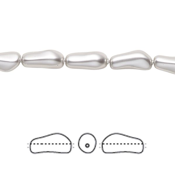 Pearl 10pk light grey, Crystal Passions® 10x4mm baroque elongated 5844 image number 0