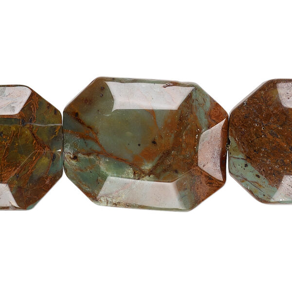 Green "opal" 1pkg1, flat faceted rectangle bead natural 15.5-16 inch 25x20mm image number 0