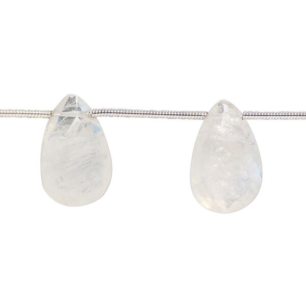 Rainbow moonstone 1pkg9, hand-cut top-drilled faceted puffed teardrop bead natural 12x9mm-16x10mm image number 0