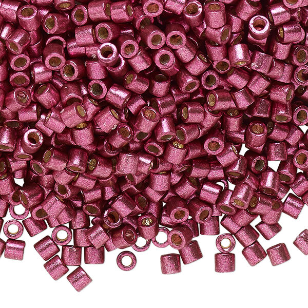 Seed bead, Delica®, glass, pkg/250g, #8 round, Duracoat® opaque galvanized magenta (DBL-1849). image number 0