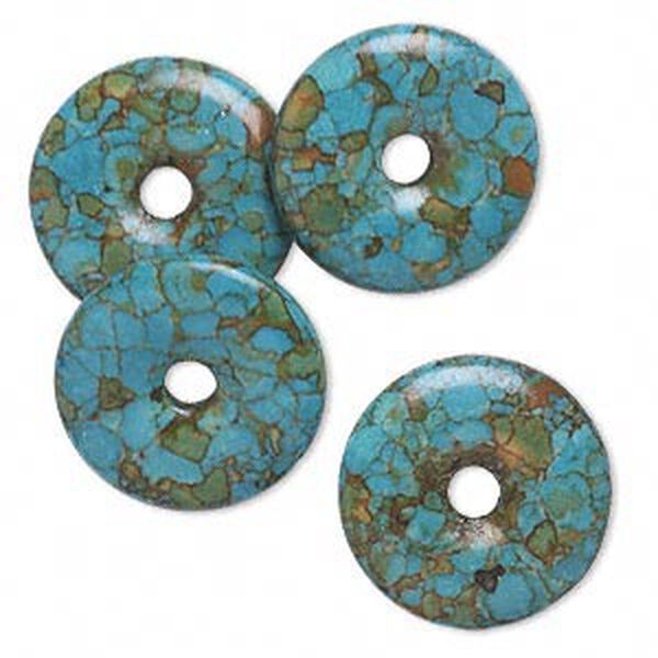 Mosaic "turquoise" (magnesite) 1pkg4, undrilled donut focal 23mm image number 0