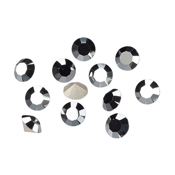 Chaton 288pk jet hematite foil back, Preciosa MAXIMA Czech crystal rhinestone 6.14-6.32mm 15-cut faceted round SS29 image number 0