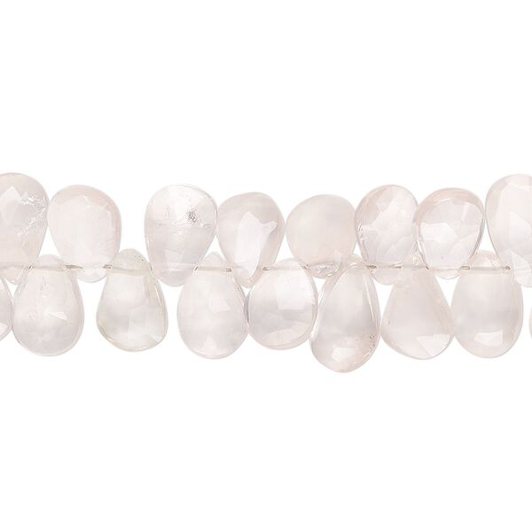 Rose quartz 1pkg1, hand-cut top-drilled faceted puffed teardrop bead natural 8 inch 7x5mm-11x6mm image number 0
